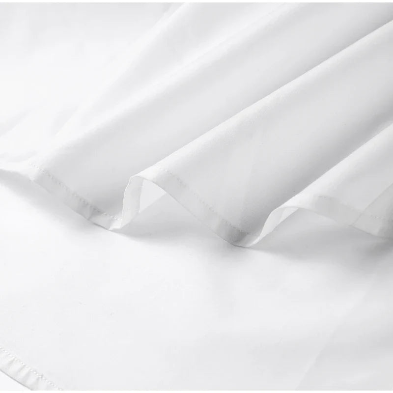 White Chiffon Shirt for Women with Lapel Collar Lantern Sleeves Single Breasted Irregular Hem Loose Fit Blouse Elegant Casual Top