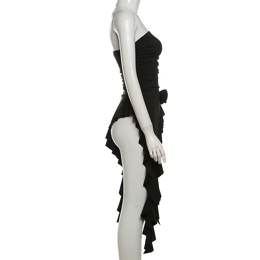 Autumn Solid Tassel Wrap Dress For Women Short Length