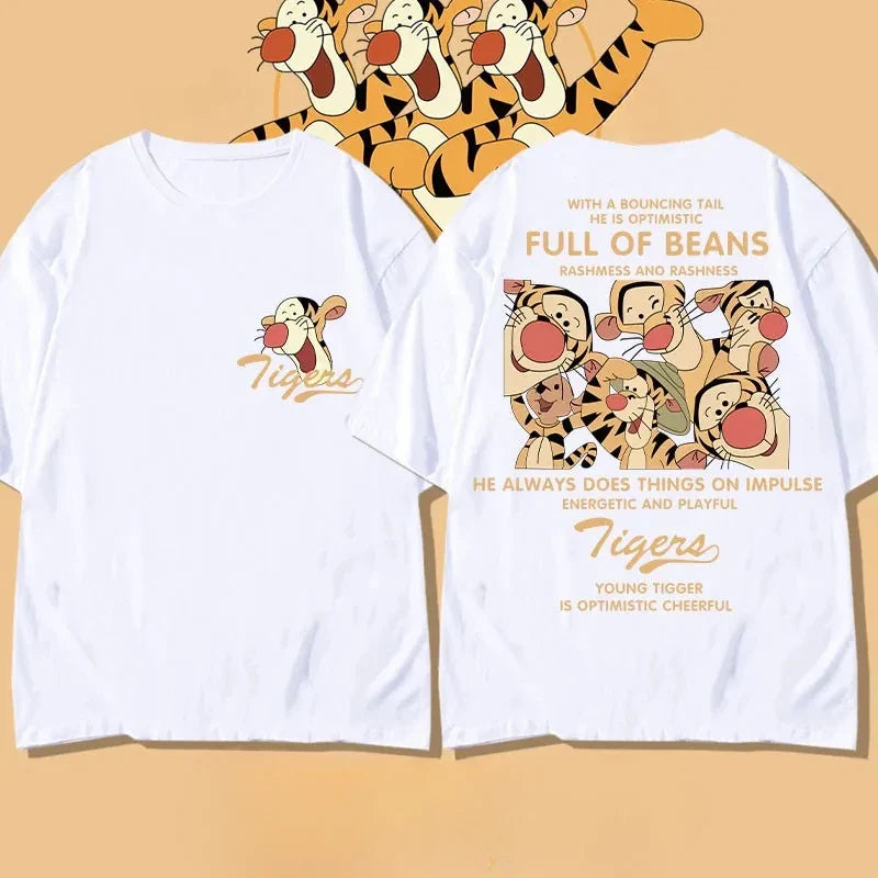Cartoon Disney Tigger Printed Women's Cotton T-Shirt Casual Short Sleeve Top
