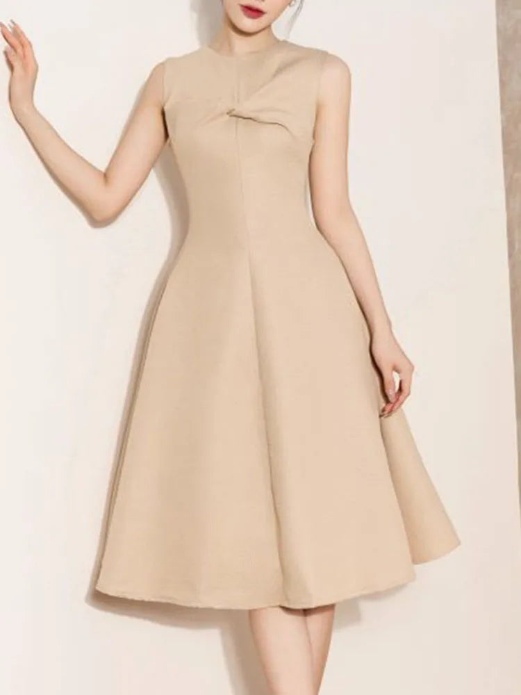 Korean Style Sleeveless Pleated Aline Maxi Sundress