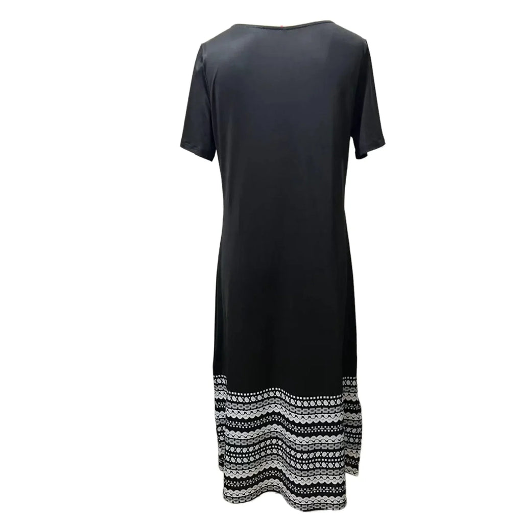 Women Allover Print Dress With Round Neck Short Sleeves