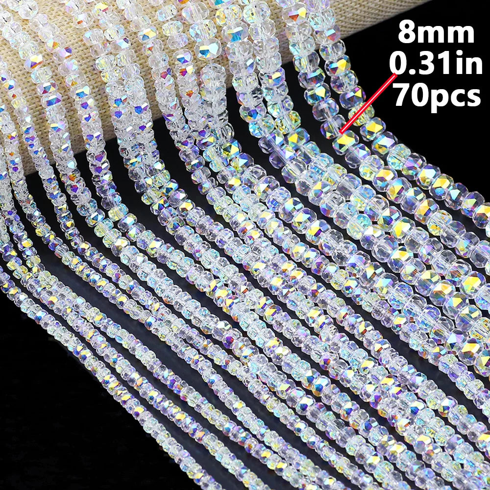 Austrian Crystal Transparent AB Glass Beads for DIY Jewelry Making in 3mm, 4mm, 6mm, 8mm Sizes