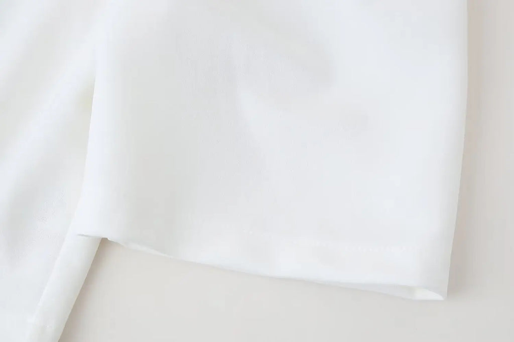 Women Summer Casual Pants Suit with Puff Sleeve Shirt and Elegant Long Pants Matching Set