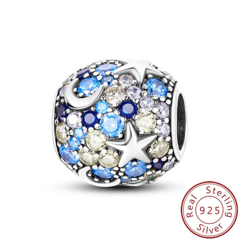 Fit Original 925 Sterling Silver Clip Charms with Zircon and Silicone Spacer Beads for Women DIY Bracelet Gift