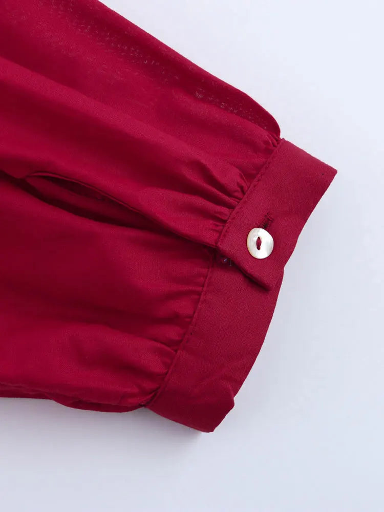 Women's Floral Embroidered Long Sleeve Button-Up Blouse Elegant Chic Shirt Top