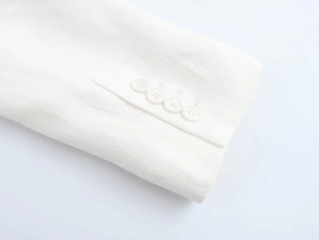 Women's Casual Chic Blended Suit Jacket and Straight Trousers Set for Spring and Summer