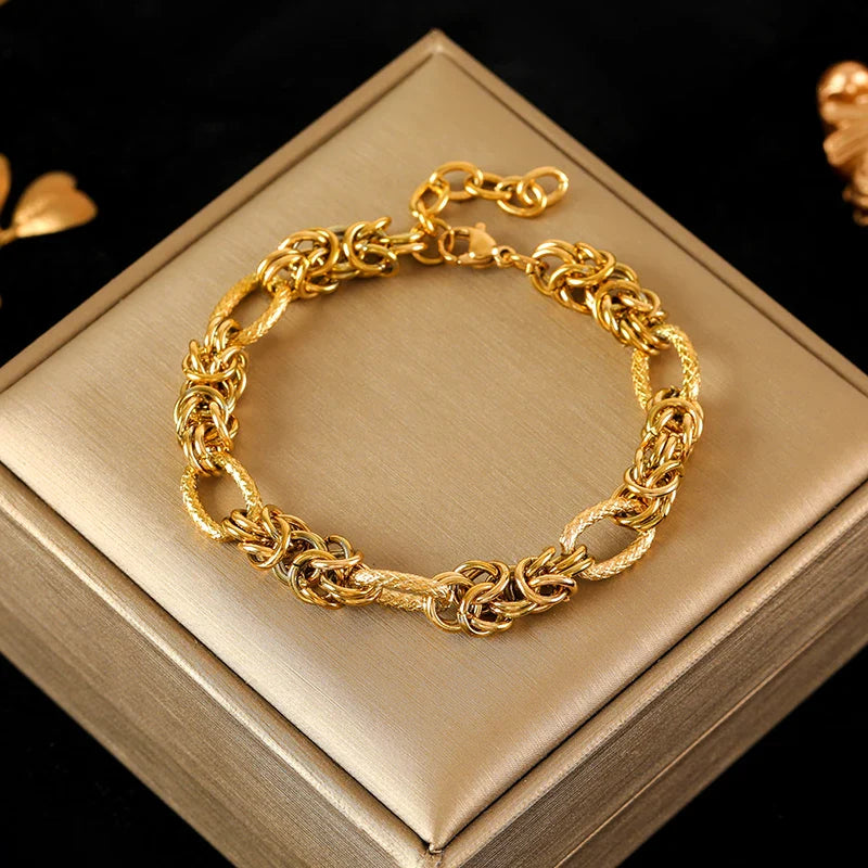 Gold Color Cuban Chain Bracelet for Women and Men - Trendy Waterproof Stainless Steel Wrist Chain Jewelry Gift for Parties