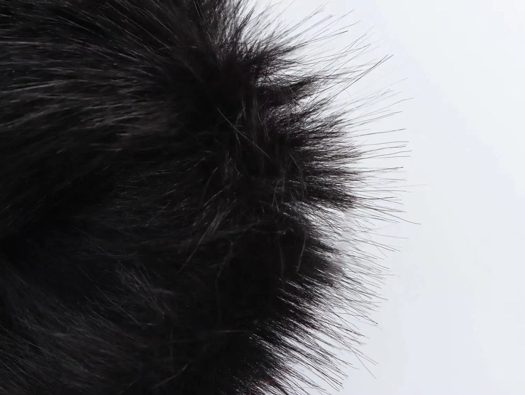 Women Faux Fur Dress Halter Neck Open Back Mini Chic