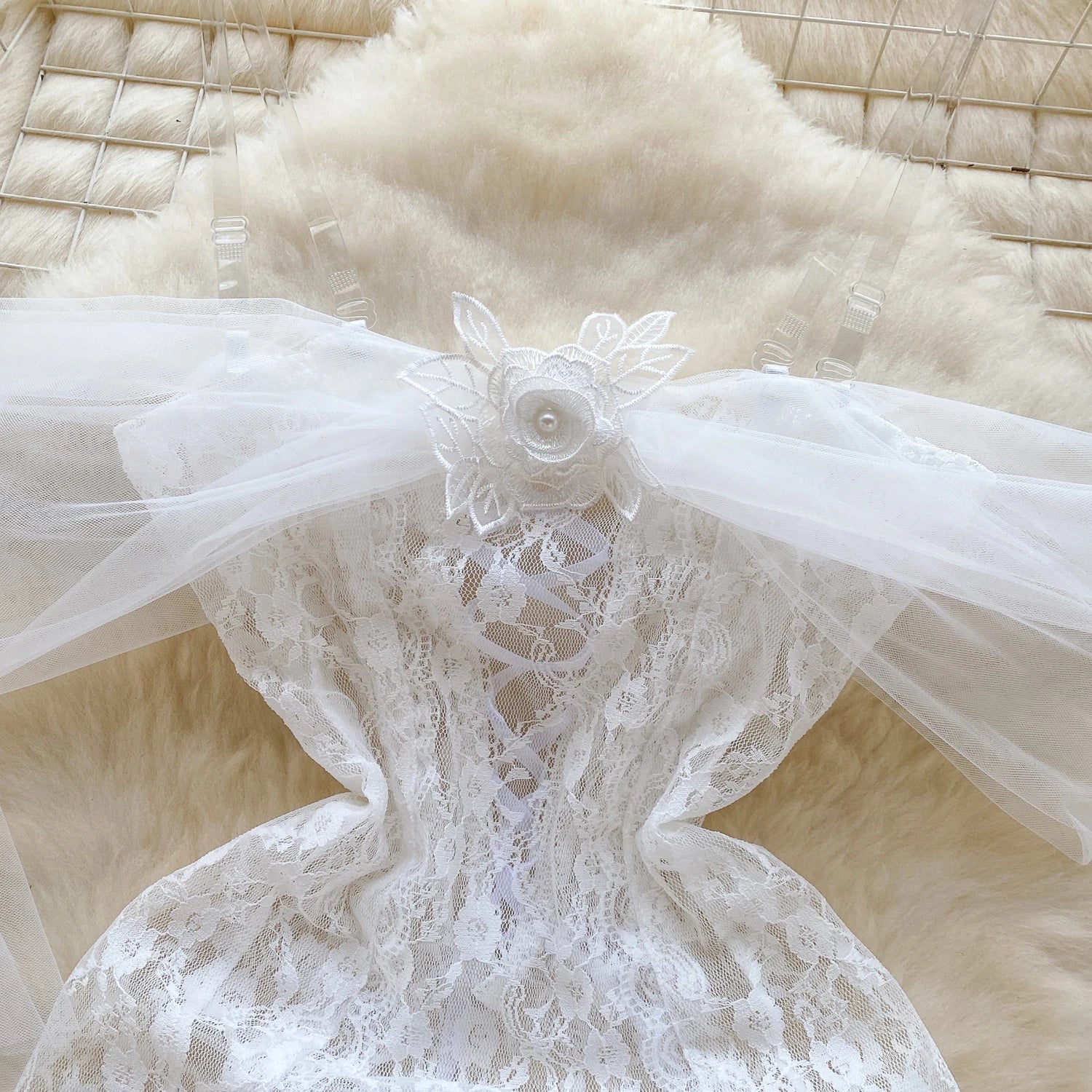 Sexy See Through Lace Bridal Dress One Shoulder Costume