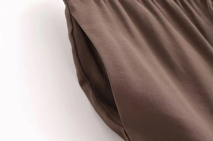 Flowing Two Piece Outfit for Women with Strapless Top and Drawstring Trousers