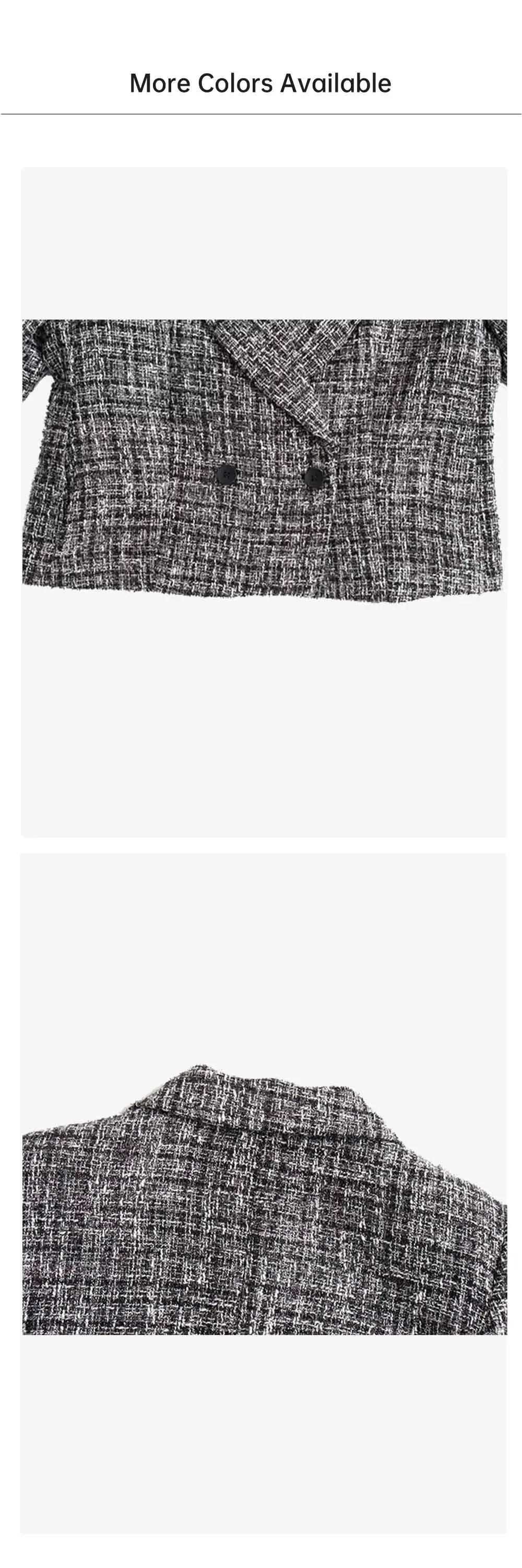 Casual Checkered Two-Piece Women's Suit Set with Short Coat and Half Skirt for Stylish Versatile Wear