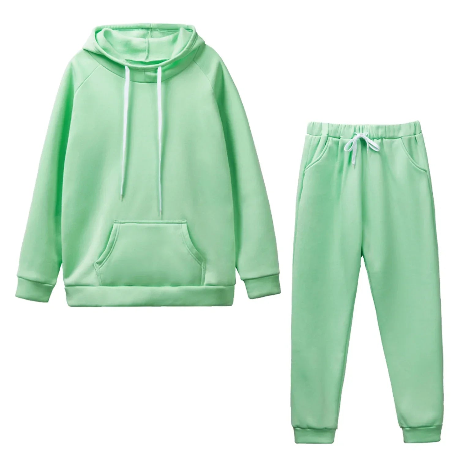 Autumn Winter Women's Fleece Tracksuit Hoodie and Sweatpants Set for Casual Jogging