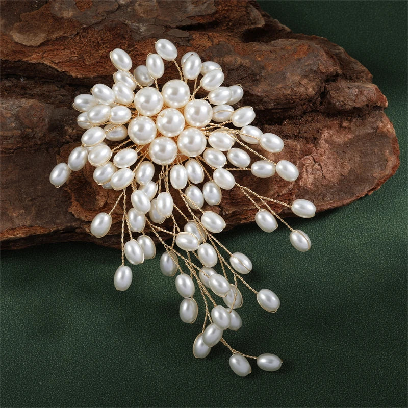 Elegant Imitation Pearl Flower Earrings for Bridal Wedding and Party Jewelry