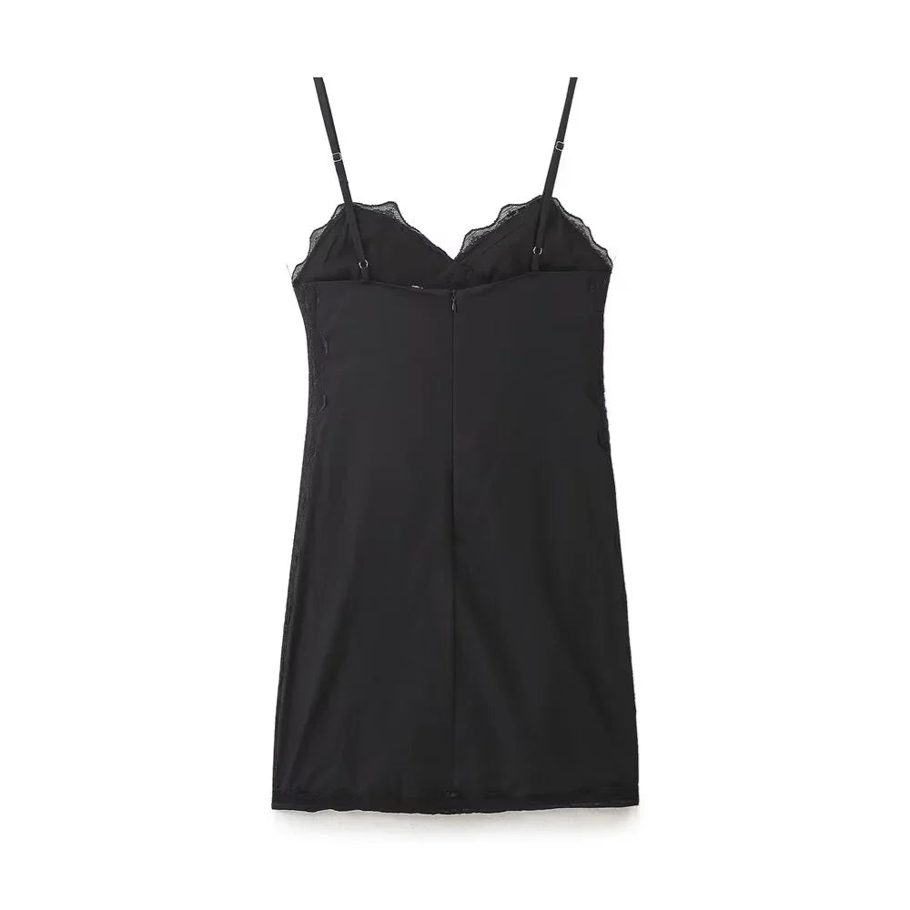 Womens Embroidered Spaghetti Strap Dress Slim Fit Elegance