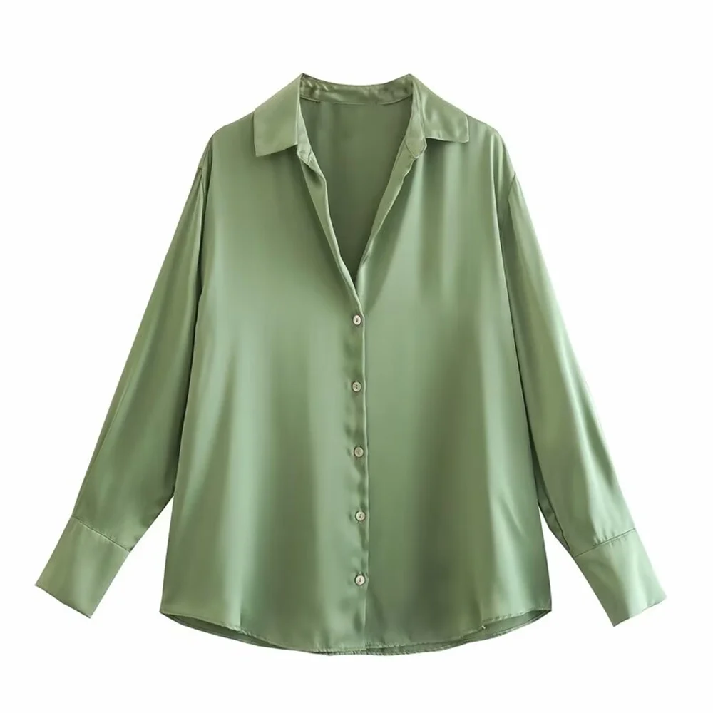Women's Casual Loose Silk Satin Shirt with Versatile Soft Texture and Elegant Design