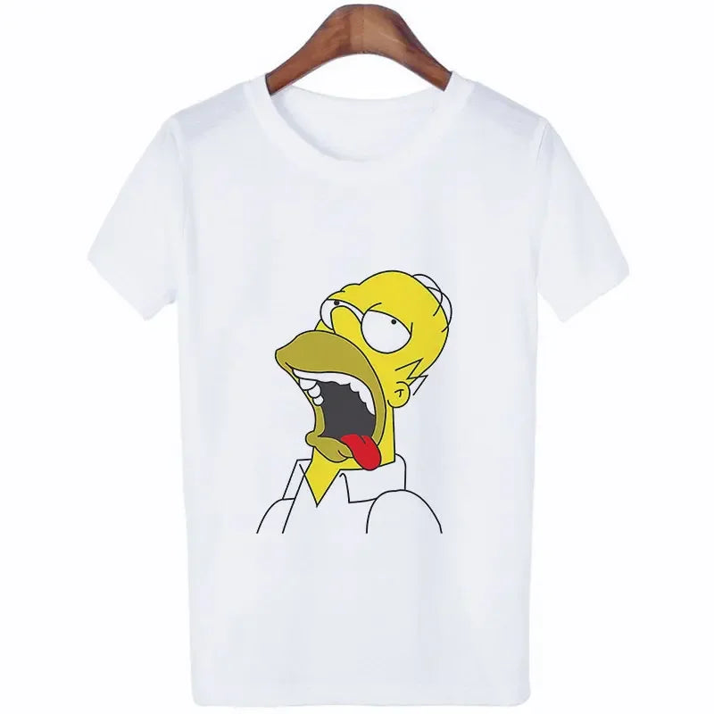 Kawaii The Simpsons T-Shirt for Girls Casual Summer Wear O-Neck Short Sleeve Aesthetic Street Style Shirt