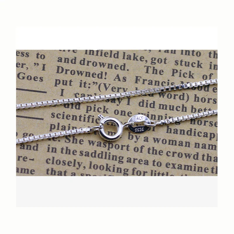 925 Sterling Silver Box Chain Necklace for Women and Children 40cm 0.8mm DIY Jewelry