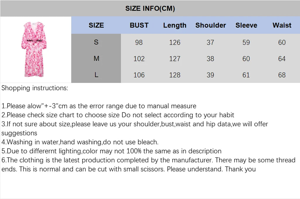 Printed Midi Dress With Belt for Women V Neck Chic