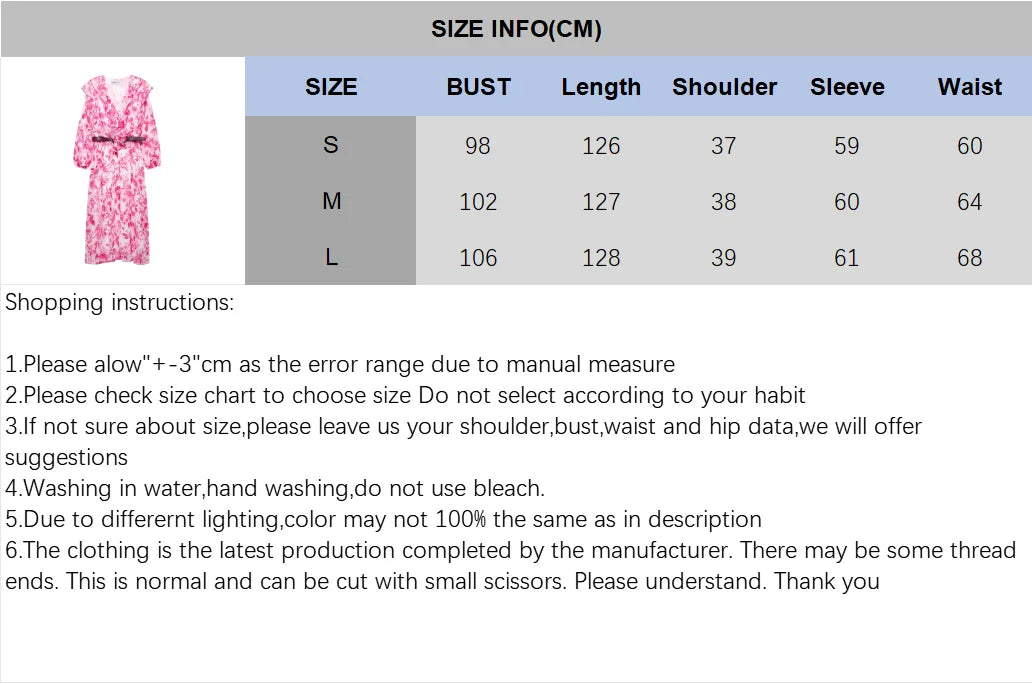 Printed Midi Dress With Belt for Women V Neck Chic