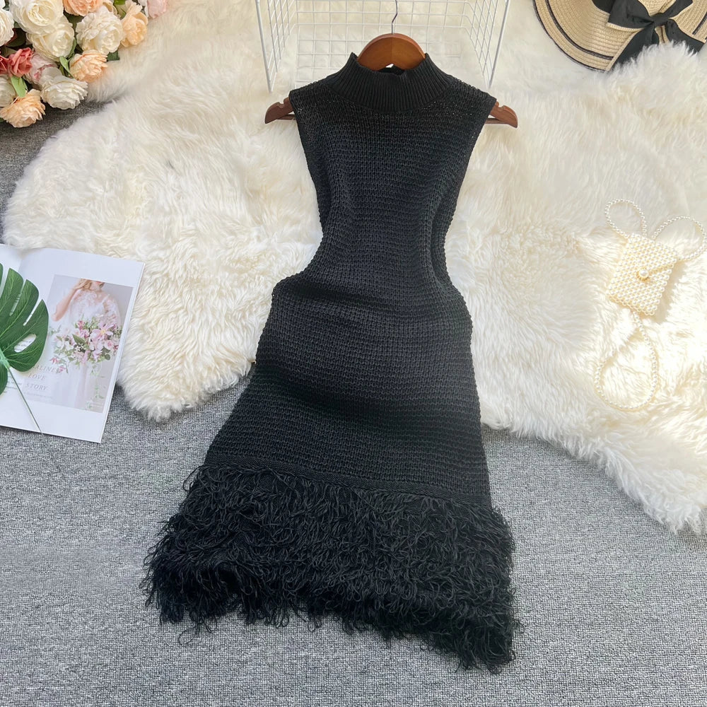 See Through Crochet Knit Dress For Women Beach Party Wear