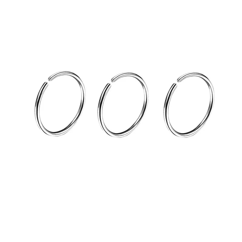 20G Thin Fake Septum Nose Ring Set, Septum Hoops and Labret Lip Rings for Cartilage, Tragus and Helix Earrings