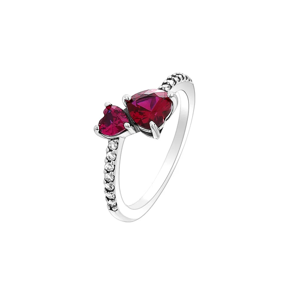925 Sterling Silver Heart Stone Ring for Women in Size 6 7 8 9 for Wedding and Party Jewelry