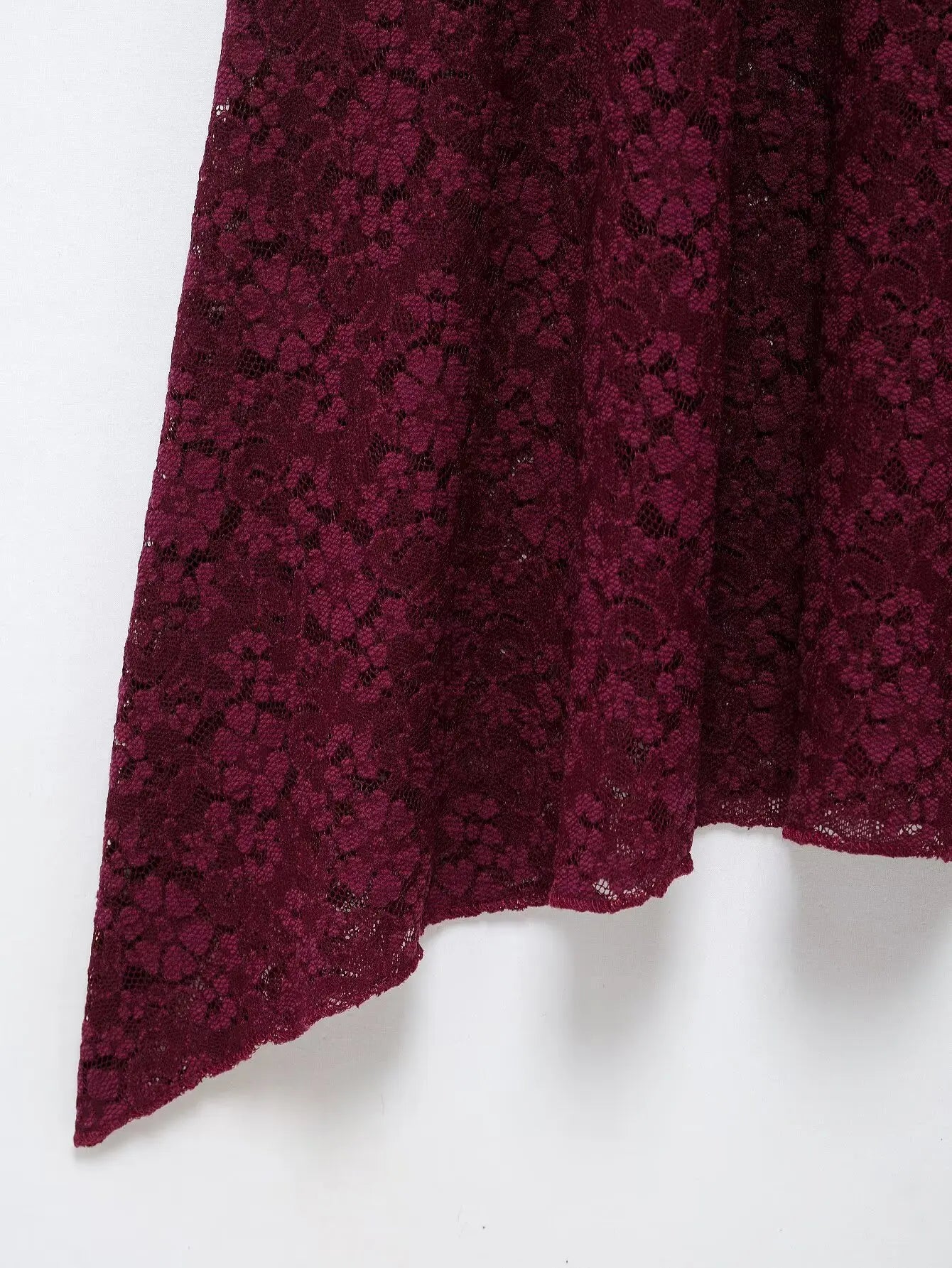 Lace Midi Dress Solid Hollow Out Asymmetric Long Sleeve