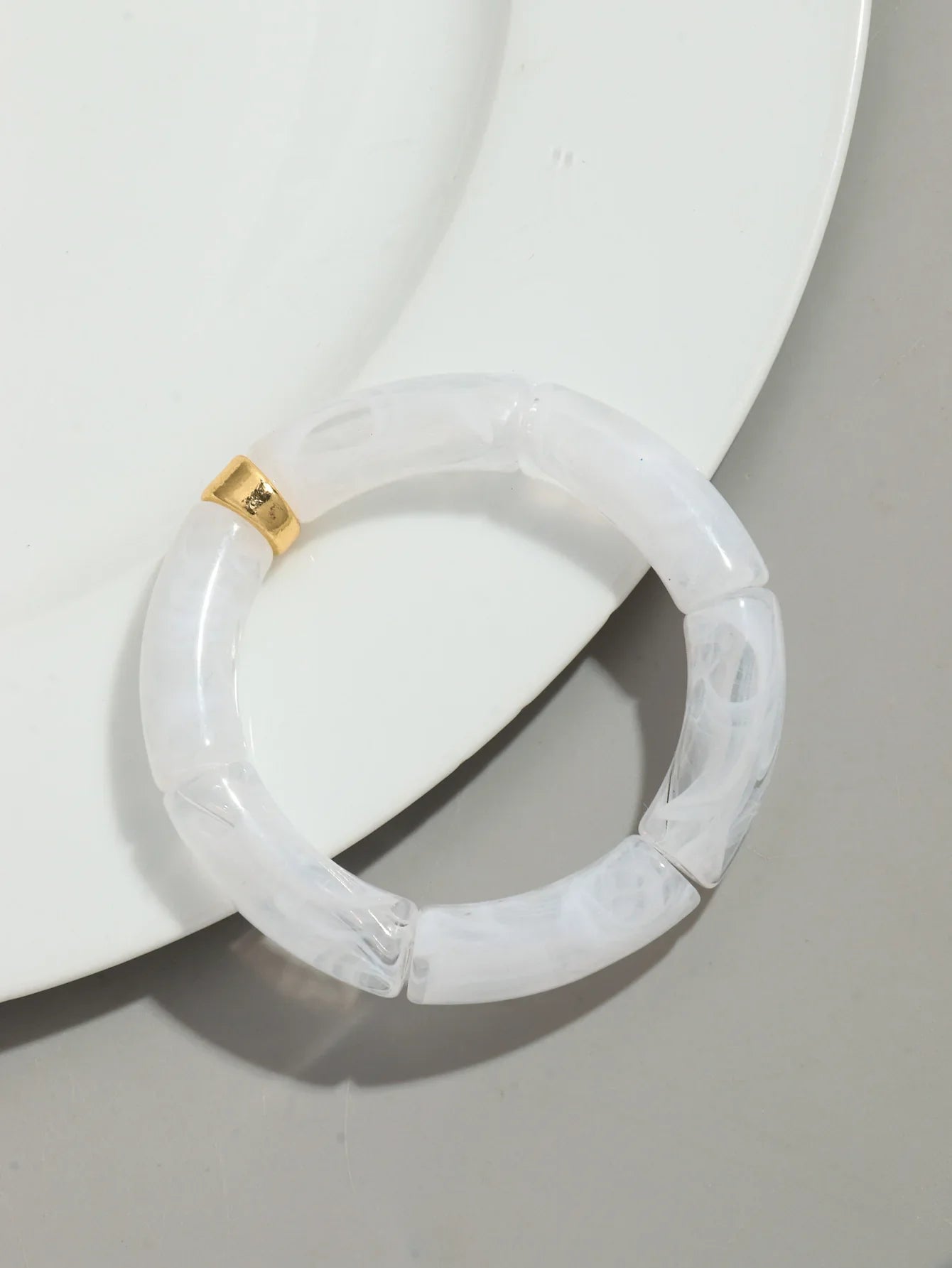 Boho Chunky Bamboo Stackable Bracelet for Women with Colorful Tube Beads and Elastic Design