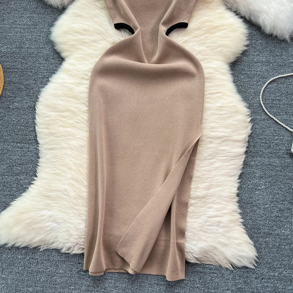 Sexy Cutout Waist Bodycon Dress Knitted Summer Sundress