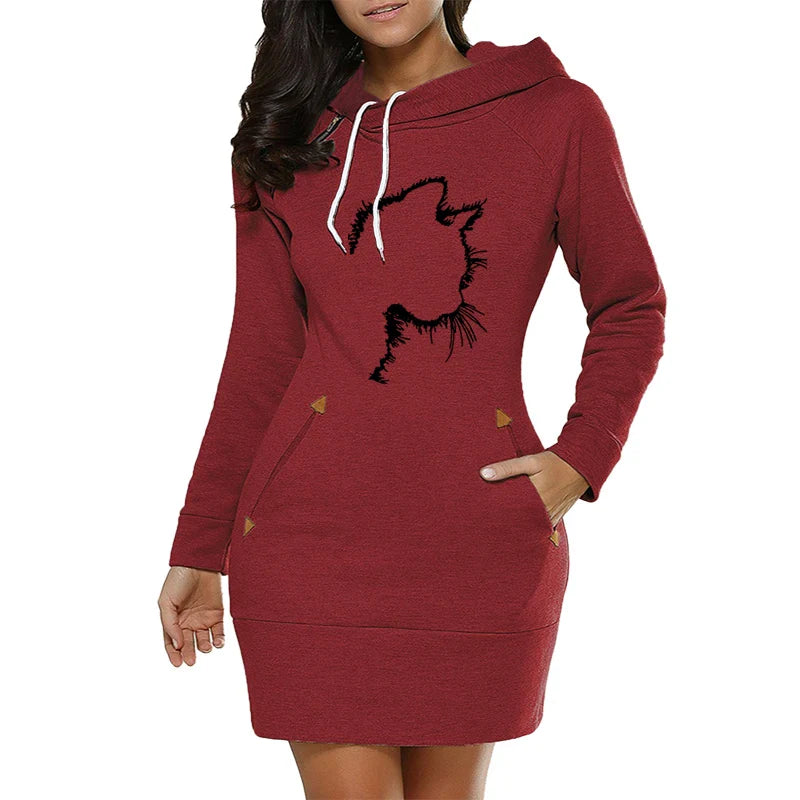 Casual Midi Dress With Hooded Zipper Neckline Everyday Style