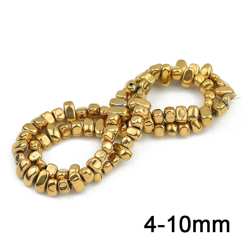 Hematite Natural Stone Gold Plated Loose Beads for DIY Jewelry Making - Star and Heart Shapes