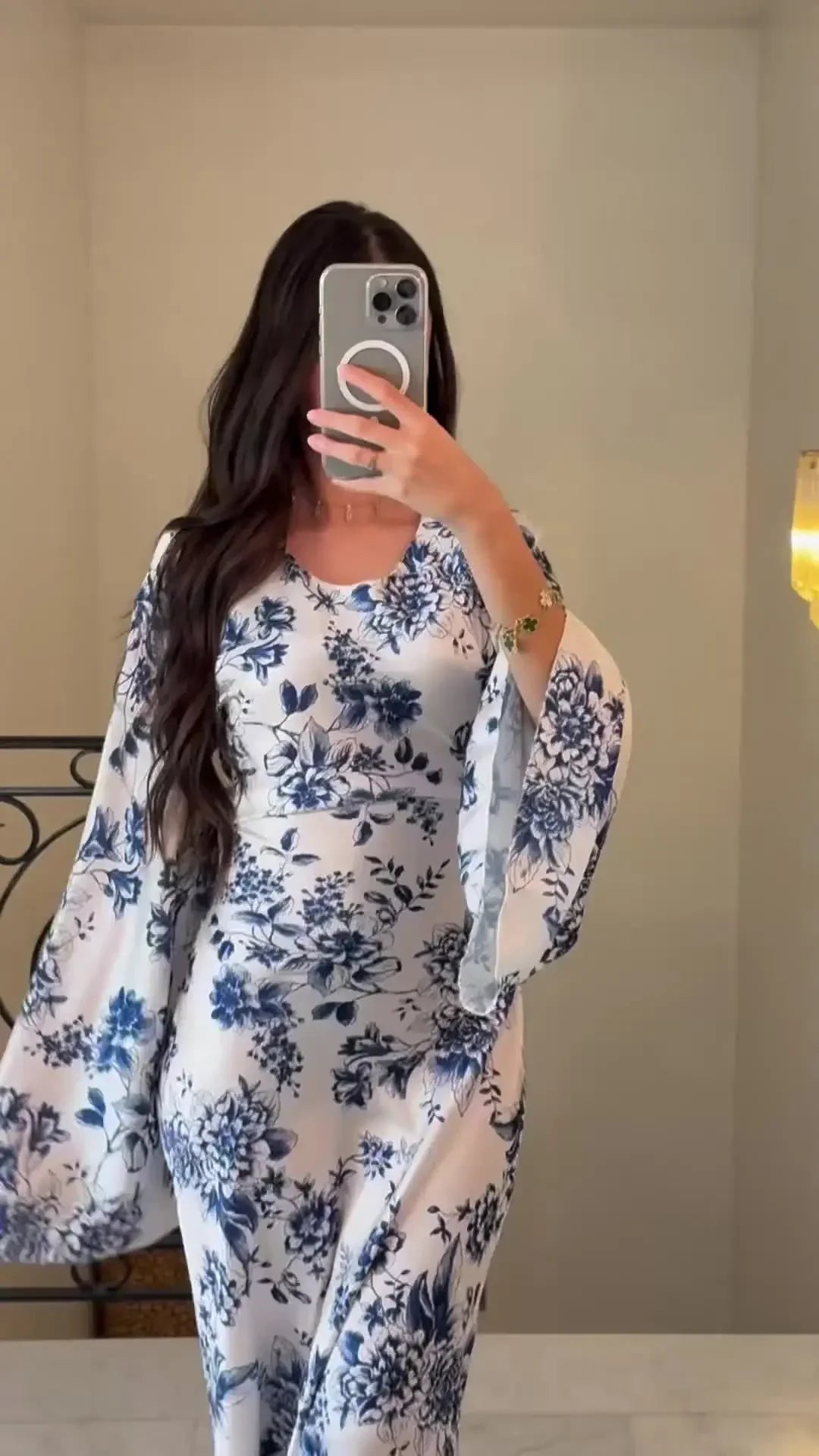 Floral Abaya Dress For Muslim Women Long Modest Robe