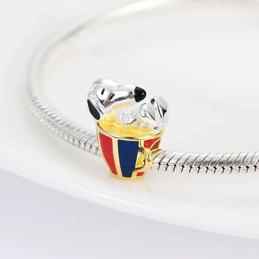 Snoopy Charlie Brown 925 Silver Charm Pendant for Women Fit 3mm Bracelets