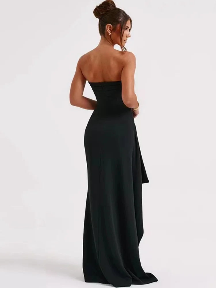 Black Backless Sleeveless Maxi Dress For Evening Party