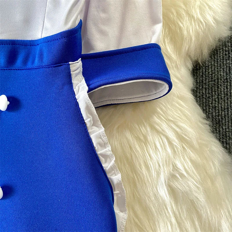 Flight Attendant Costume Nightdress With Metal Buttons