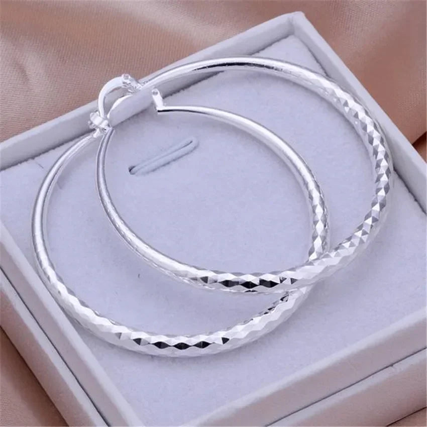 925 Sterling Silver Circle Hoop Earrings for Women Stylish Wedding Party Jewelry Holiday Gifts