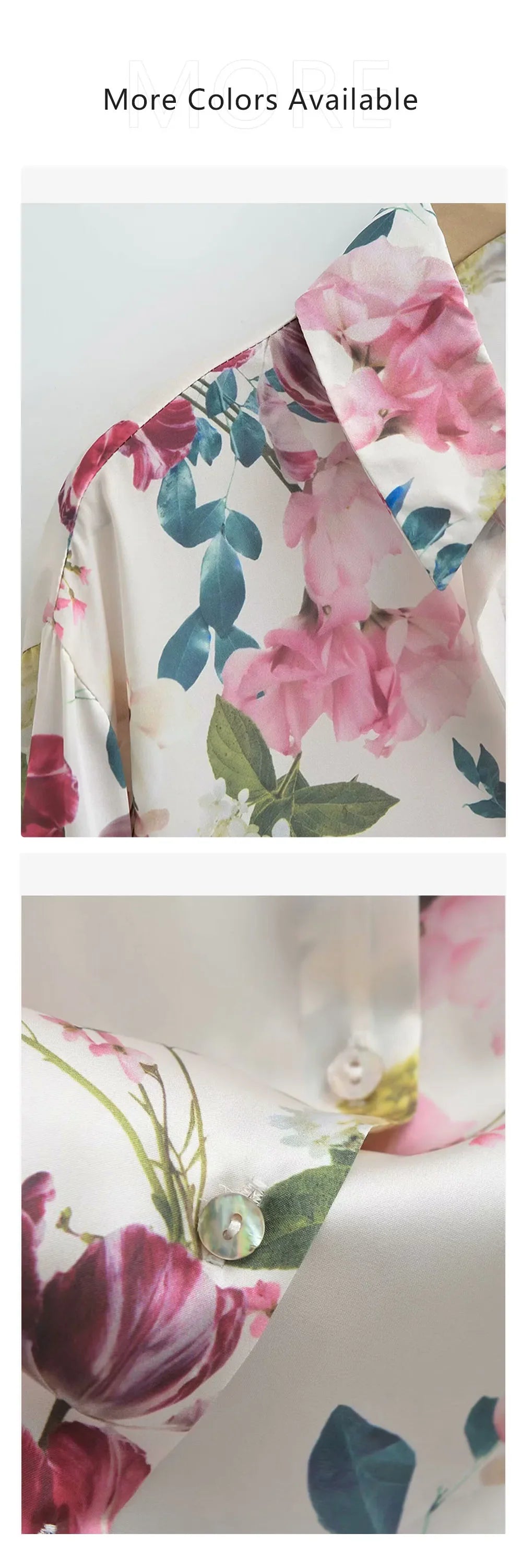 Loose Fit Women's Silk Satin Printed Shirt Versatile Three-Dimensional Slimming Texture for Spring and Summer