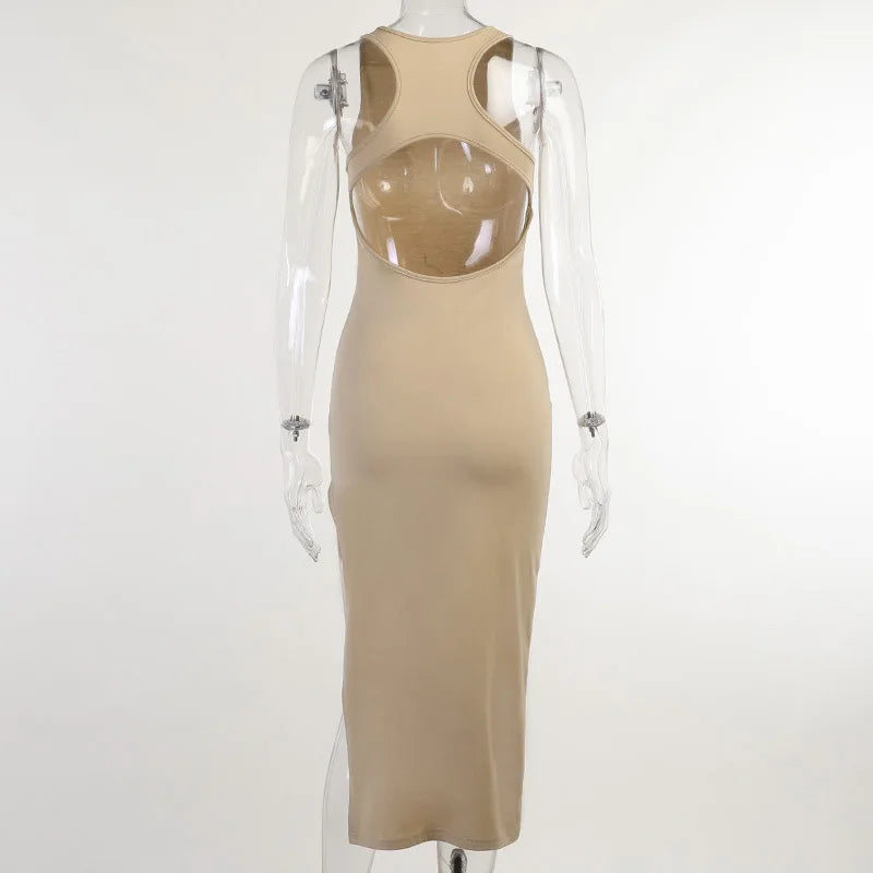 Y2K Backless Party Dress Women Wrap Bodycon Slit Evening