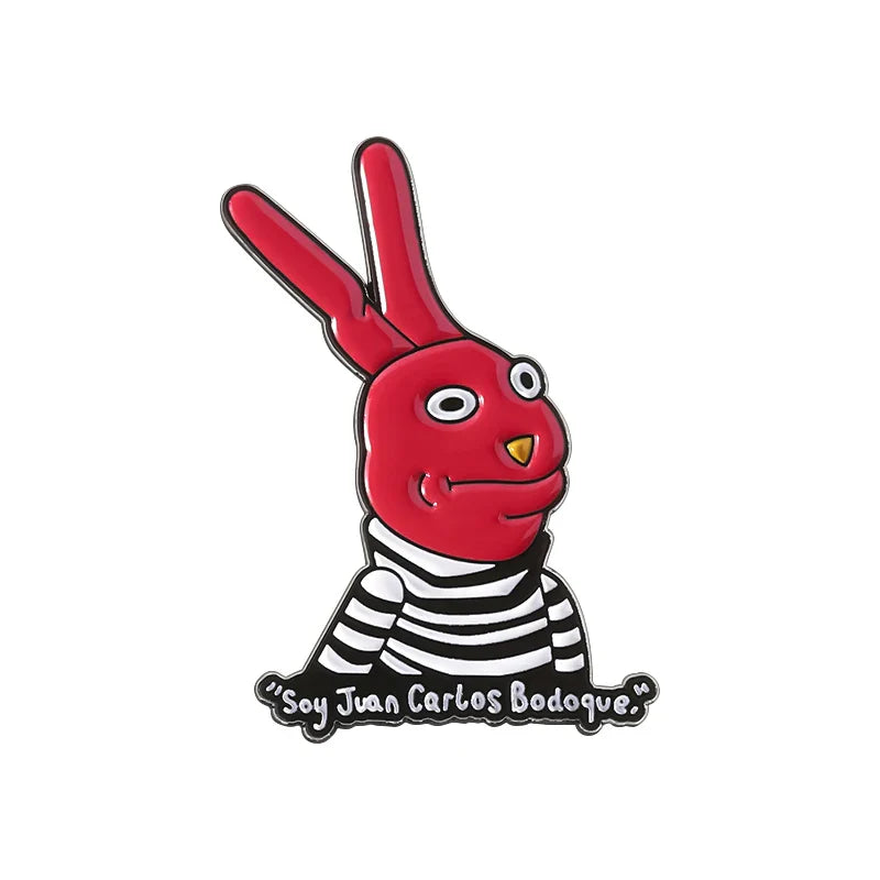 Humorous Anime Character Enamel Pins Red Eared Rabbit Brooch for Backpack and Jewelry Gifts