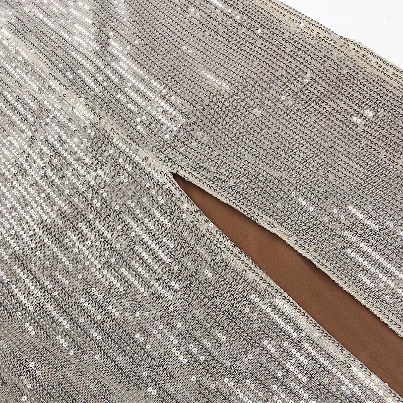 Backless Sequin Maxi Dress for Evening Party Wear Glam