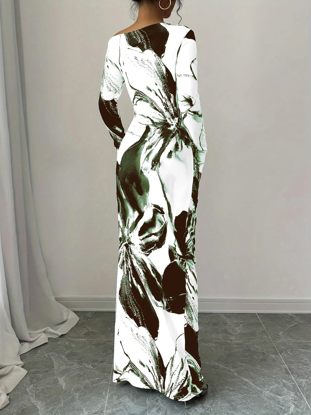 Off Shoulder Dress Slim Fit Printed For Spring Summer