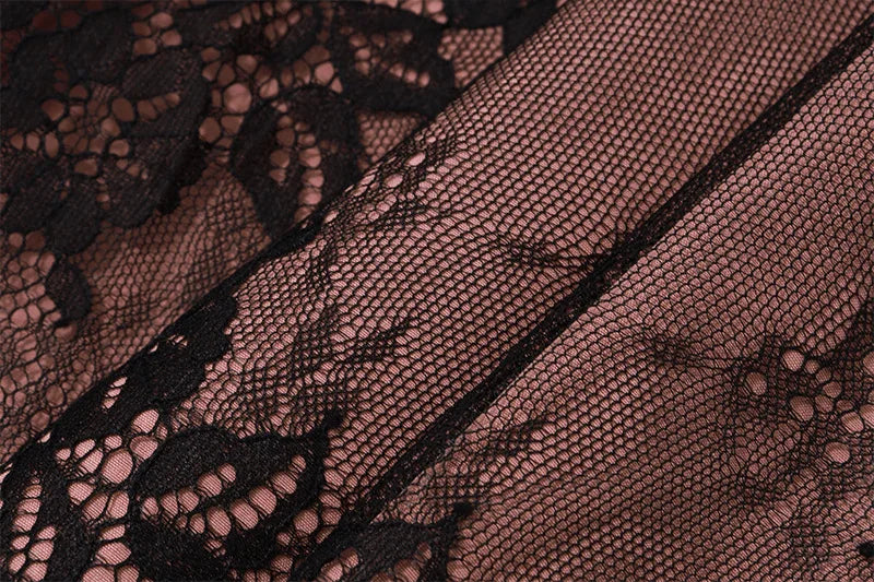 Lace Side Square Neck Dress for Elegant Evening Party