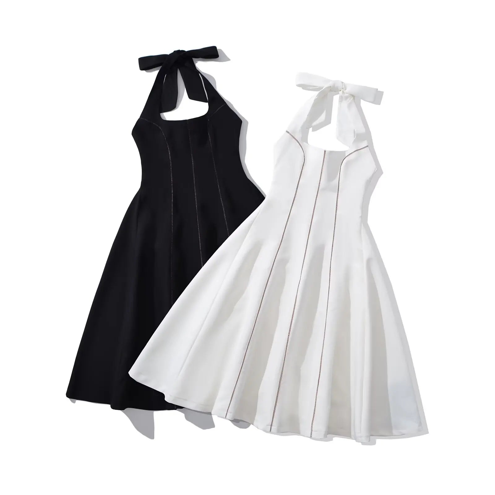 Elegant Halter Neck Backless Mesh Dress For Evening