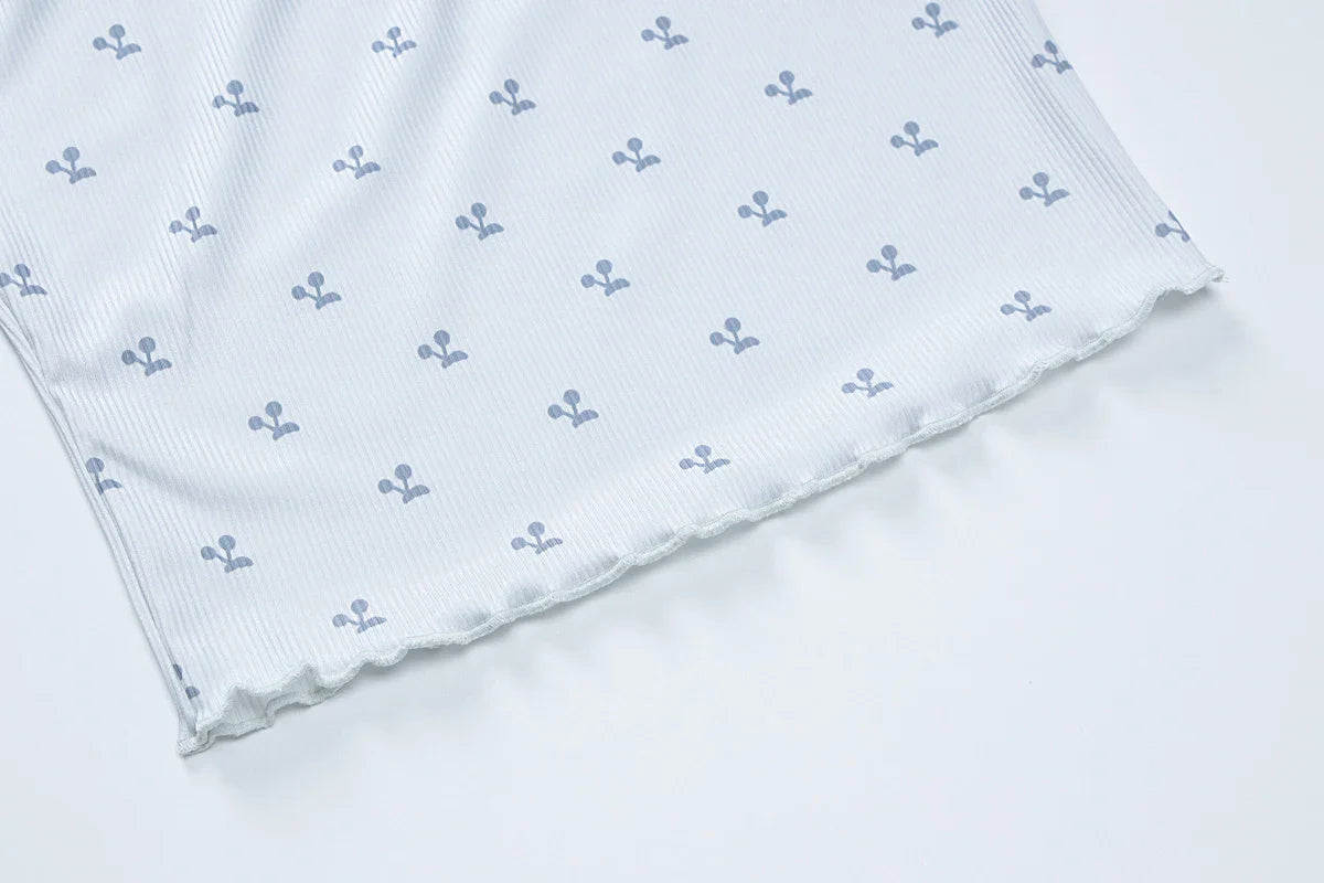 Cherry Print Two-Piece Matching Set with Slim Crop Camisole Top and Bow-Accent Shorts Summer Casual Festival and Workout Outfit for Women