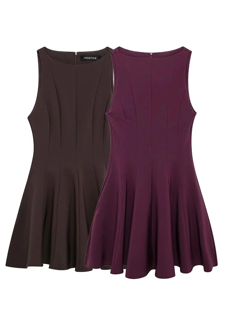 Sleeveless Pleated Mini Dress For Women Casual Office