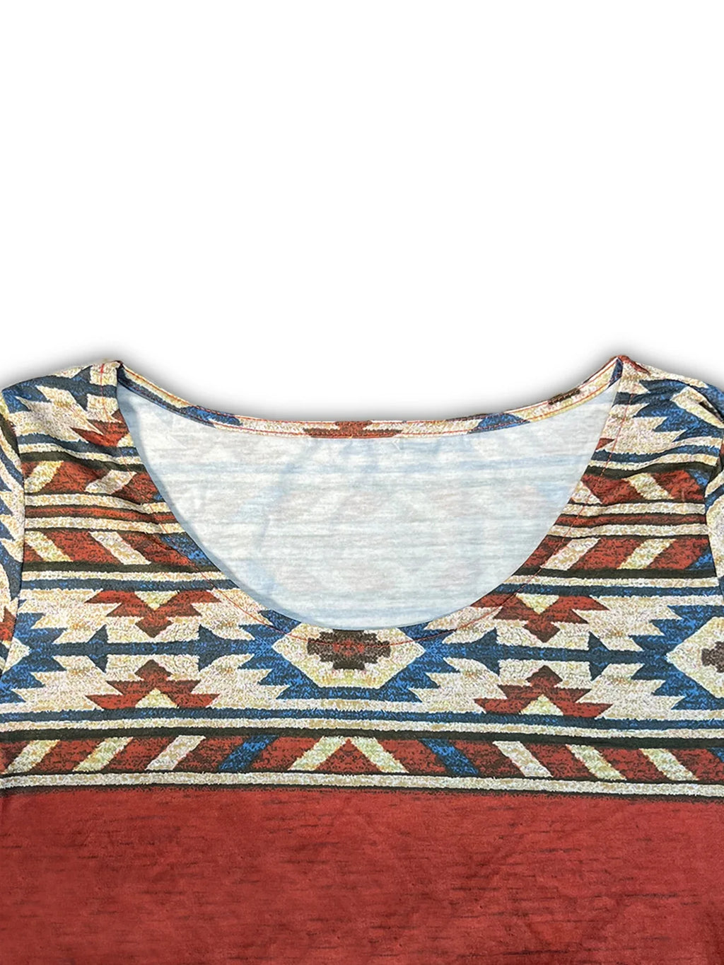 Ethnic Print Long Knit Dress With Short Sleeves Casual Wear