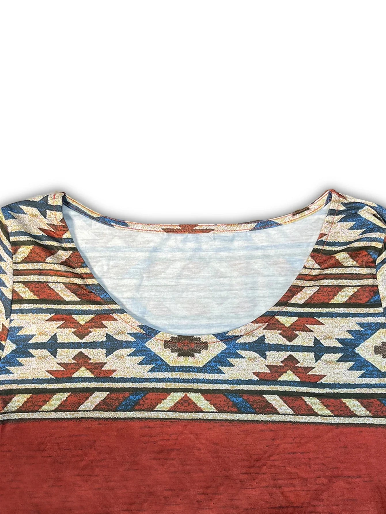 Ethnic Print Long Knit Dress With Short Sleeves Casual Wear