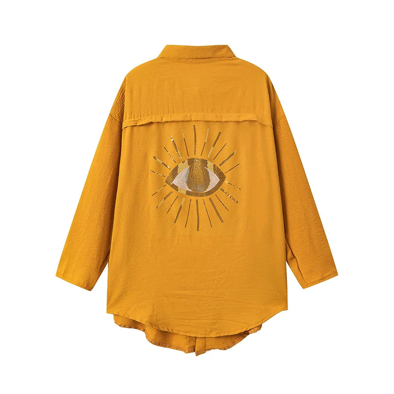 Women's Casual Cotton Linen Lapel Long Sleeve Shirt Autumn Winter Fashion Tunic