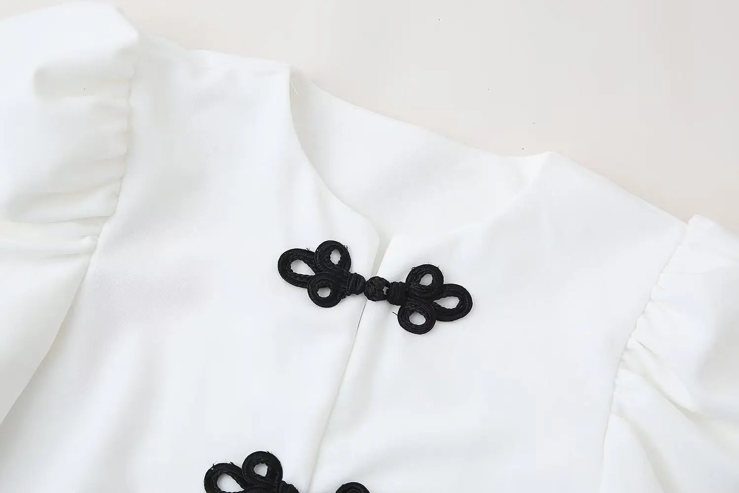 Women's Summer 2-Piece Set Solid Color Puff Sleeve Shirt and Zipper Mid-Rise Street Pants