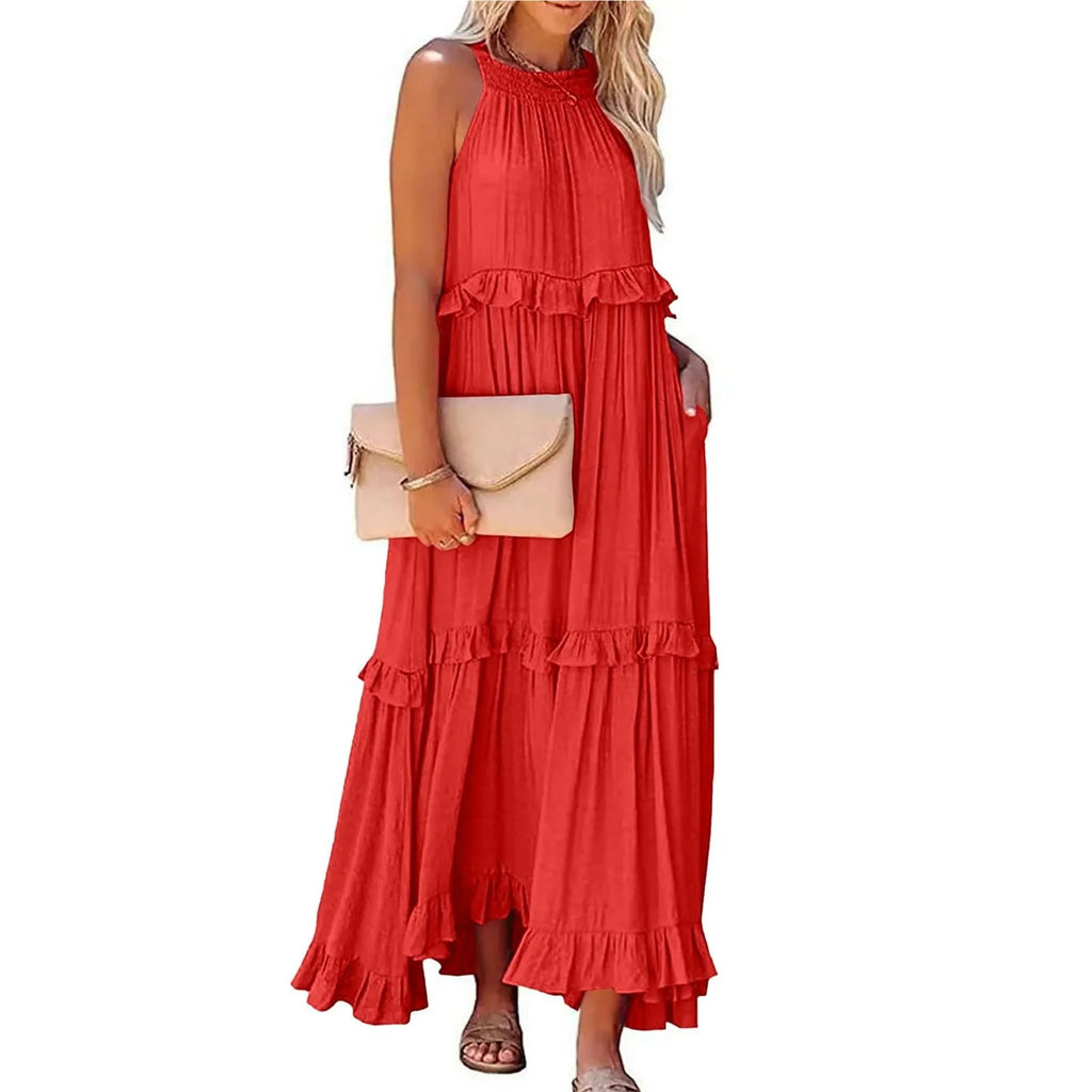 Women Summer Maxi Dress Lightweight Beach Swing Dress